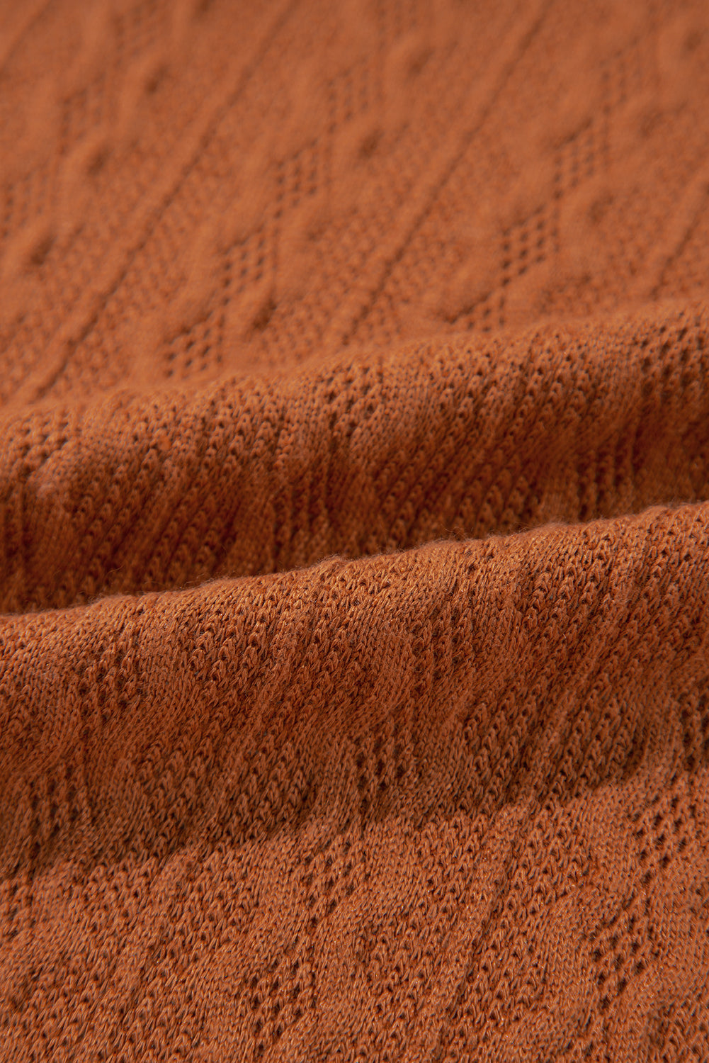 Chestnut Textured Knit Side Pockets Open Front Cardigan