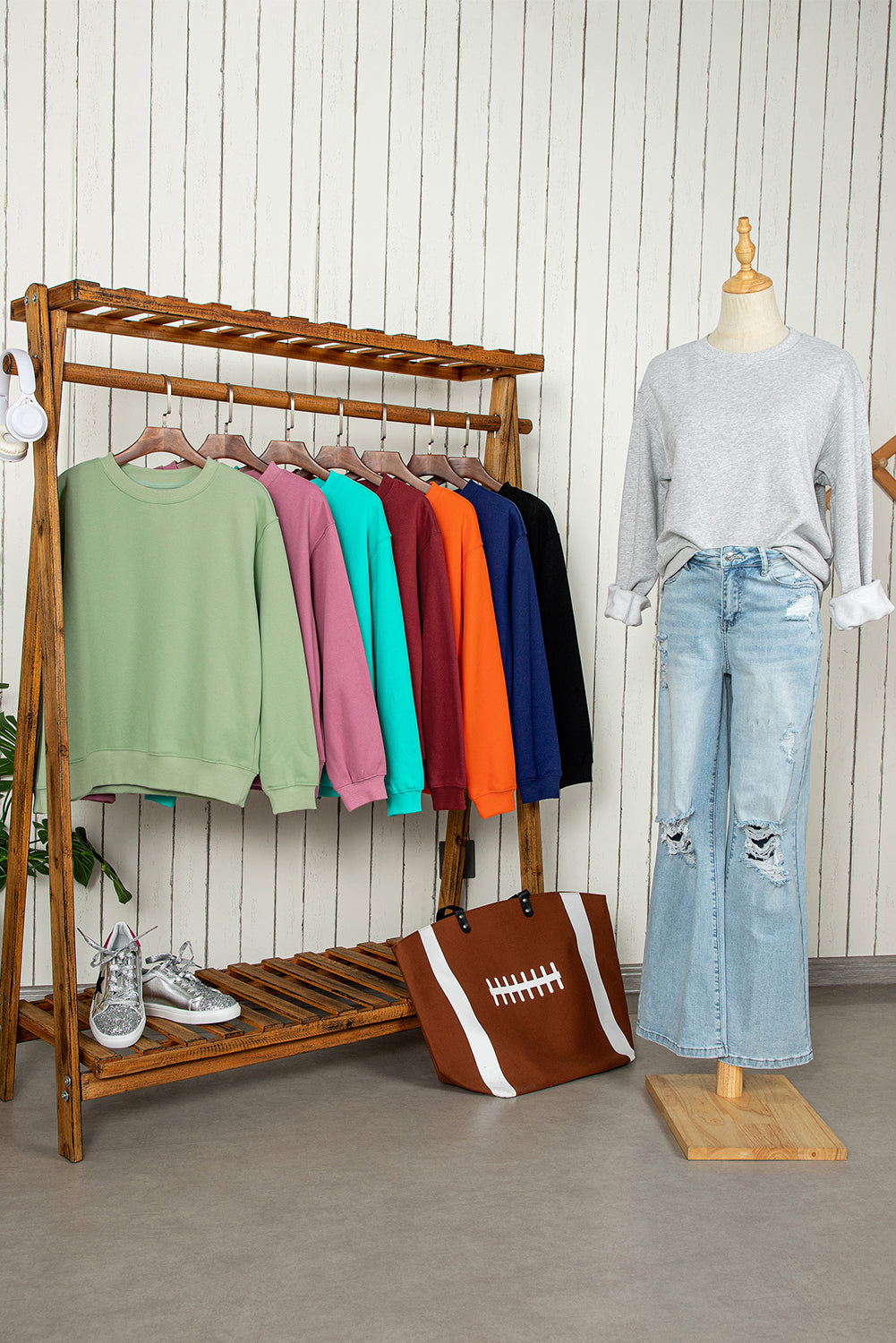 Dark Green Solid Fleece Lined Drop Shoulder Terry Sweatshirt