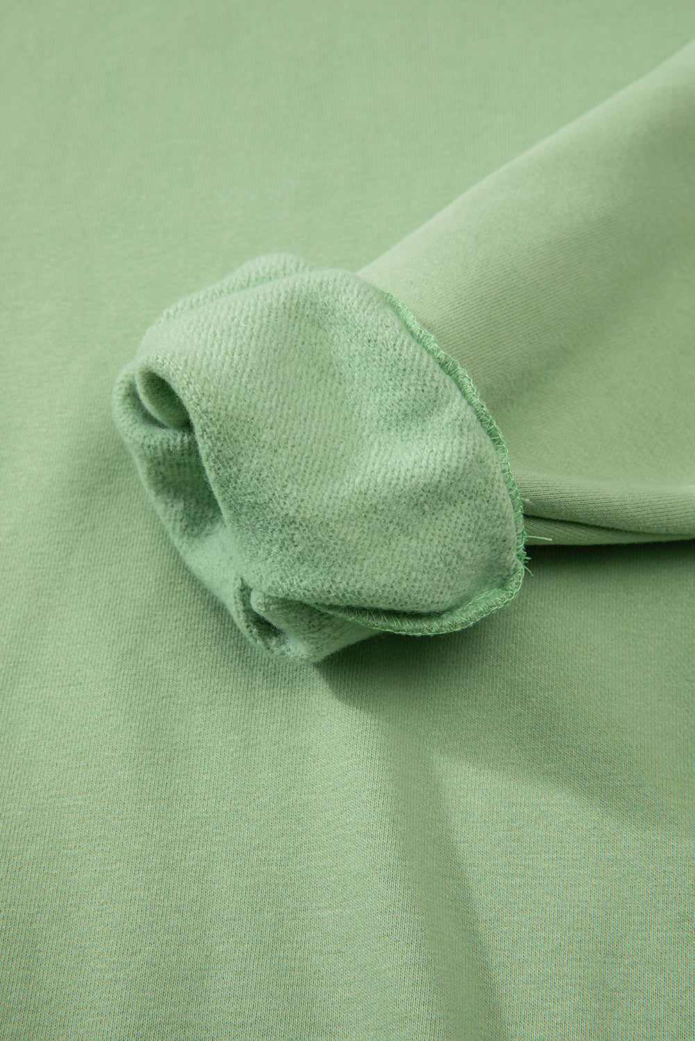 Dark Green Solid Fleece Lined Drop Shoulder Terry Sweatshirt