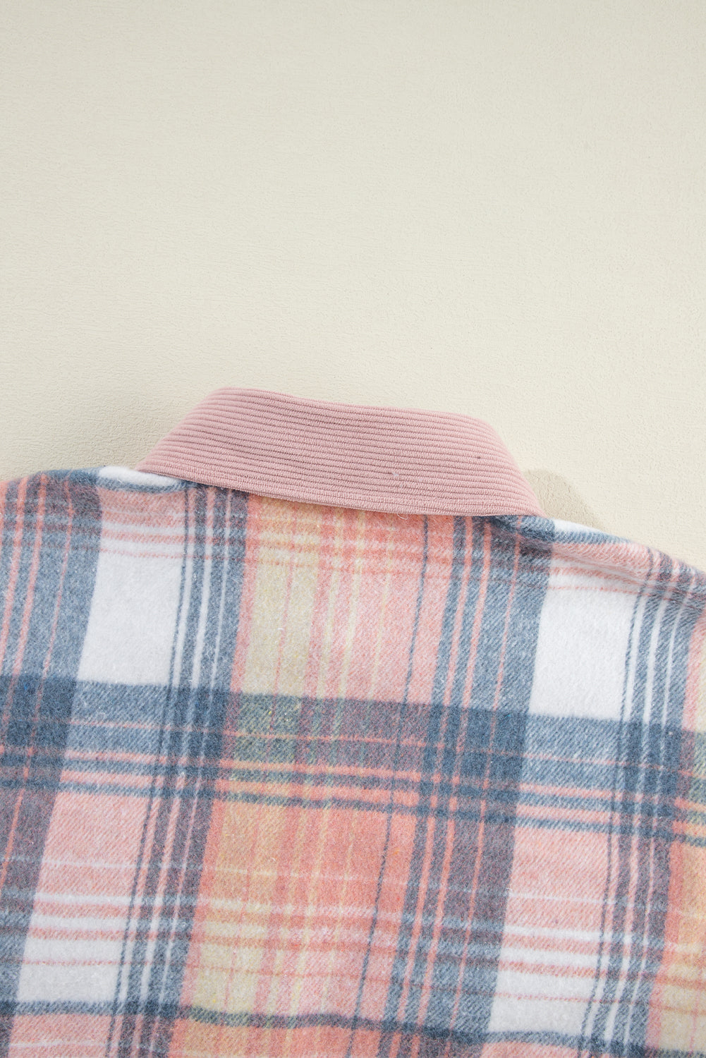 Cinnamon Plaid Corduroy Patchwork Chest Pocket Shacket