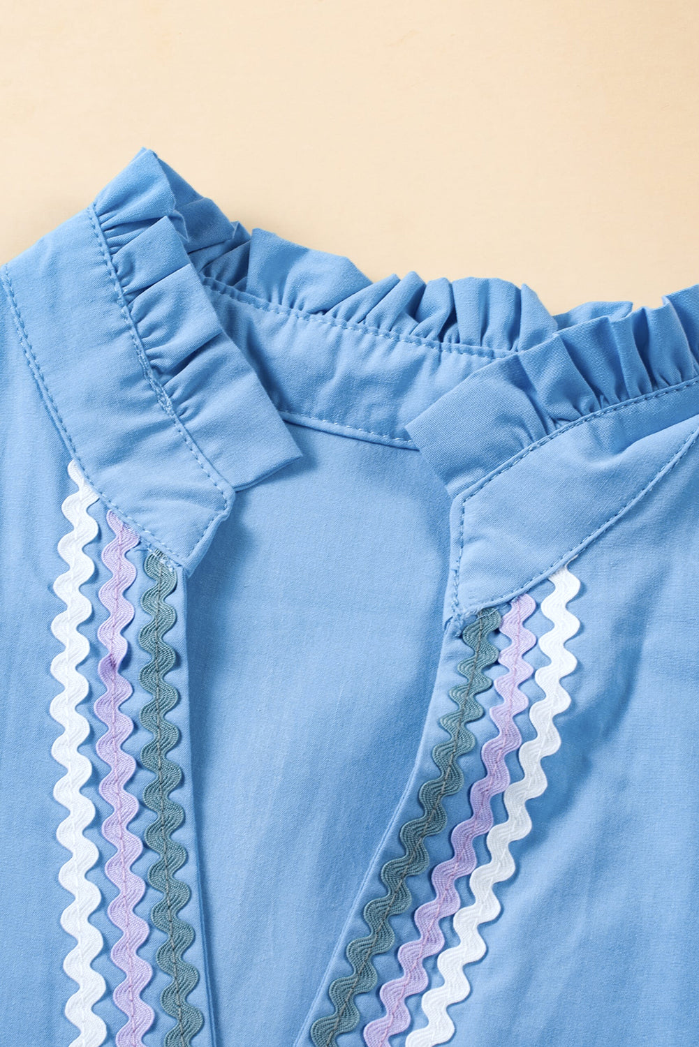 Strawberry Pink Ric Rac Colorblock Flutter Sleeve V Neck Tiered Dress