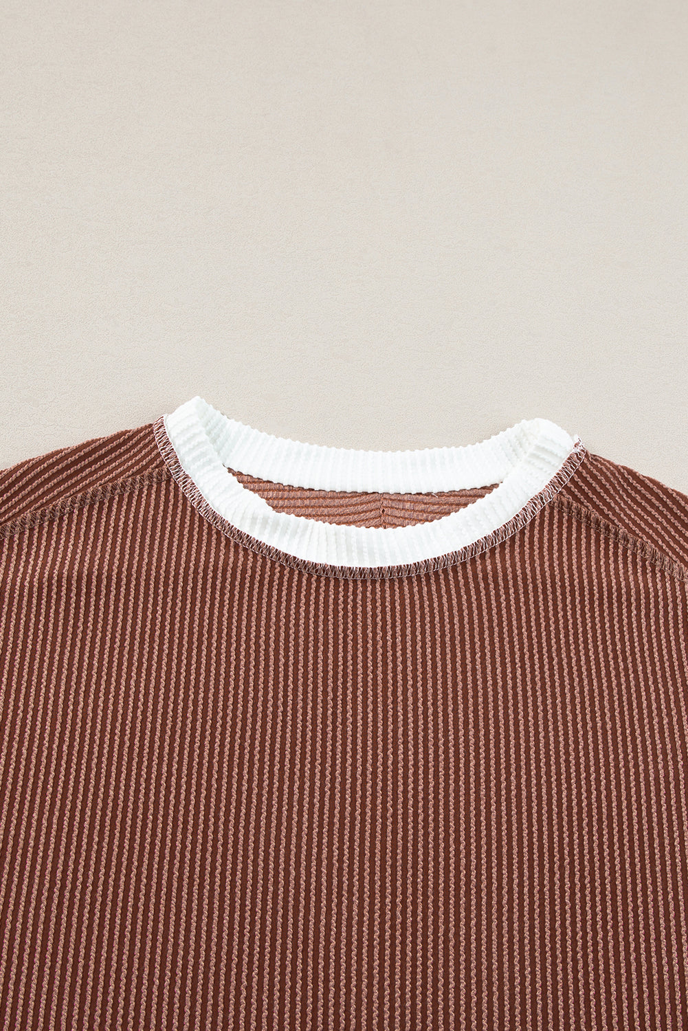 Grass Green Textured Contrast Trim Round Neck T Shirt