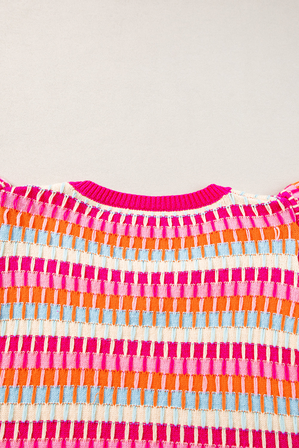 Green Multi Flutter Sleeve Knitted Sweater Top