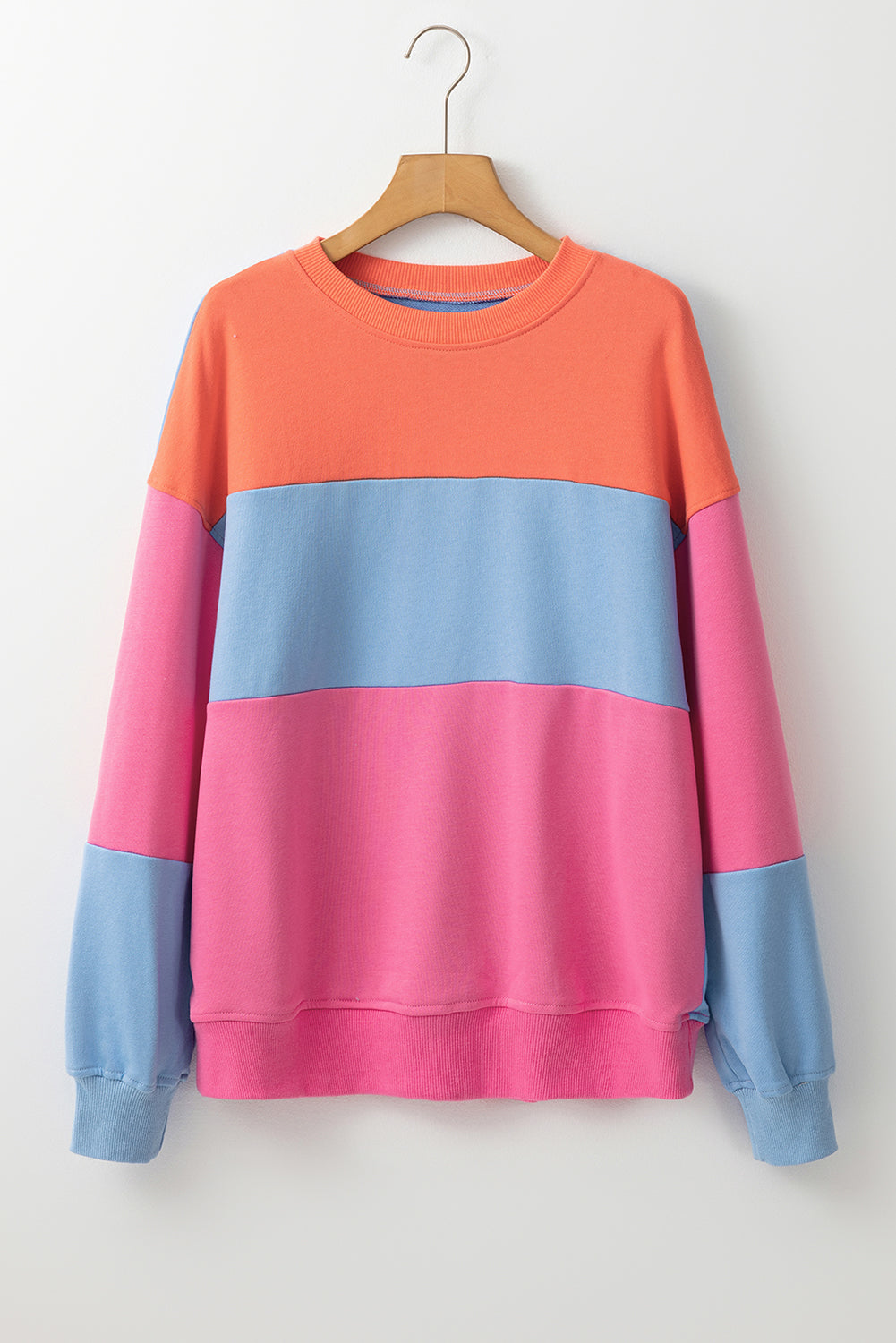 Meadow Mauve Colorblock Patchwork Drop Shoulder Sweatshirt