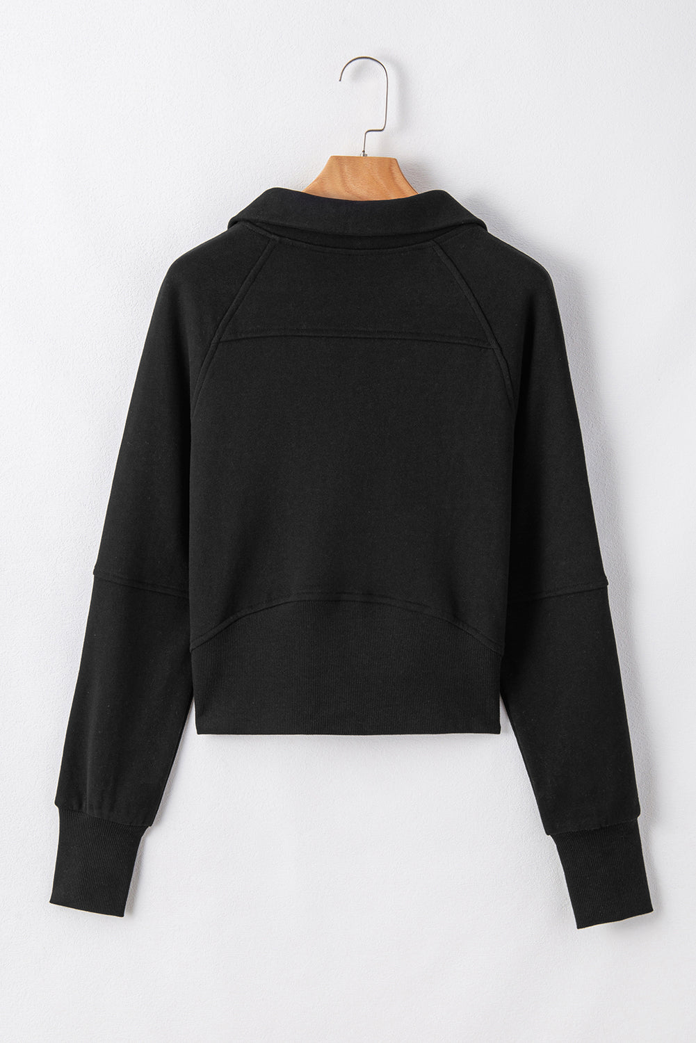 Sea Green Fleece Lined Zip Up Stand Collar Thumbhole Sleeve Sweatshirt