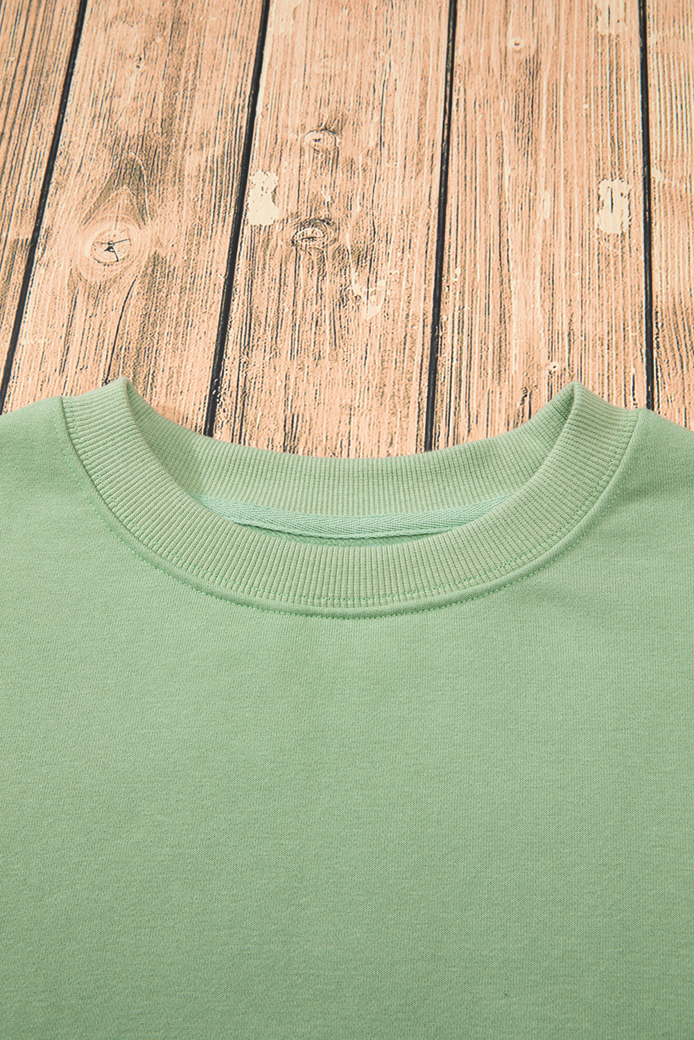 Dark Green Solid Fleece Lined Drop Shoulder Terry Sweatshirt