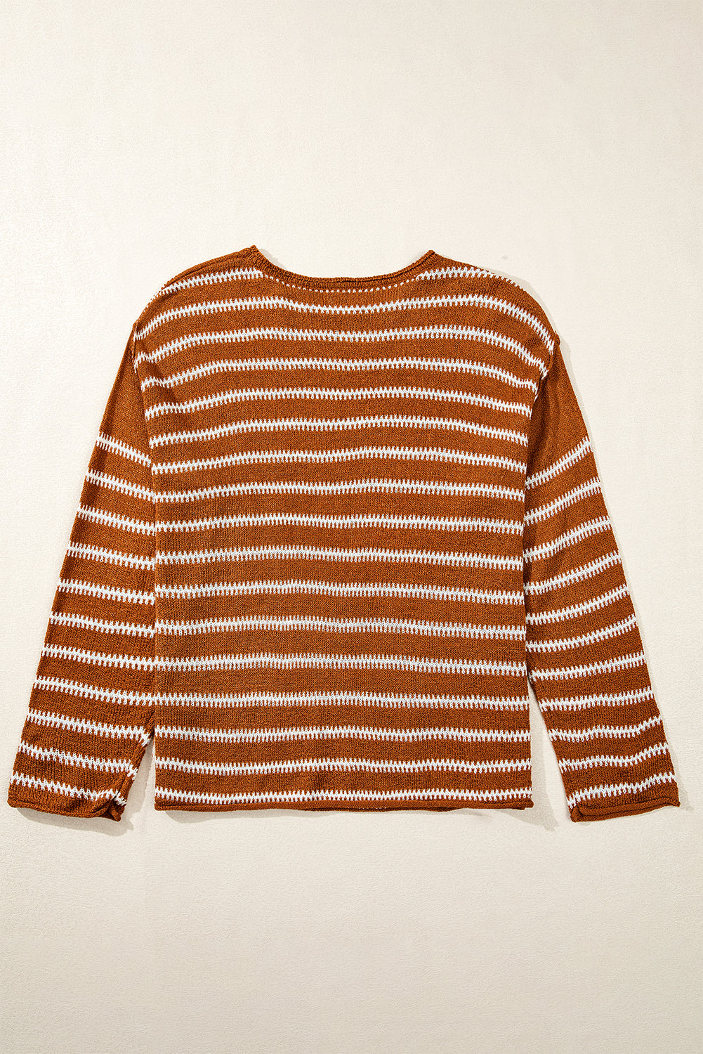 Green Stripe Drop Shoulder Casual Sweater