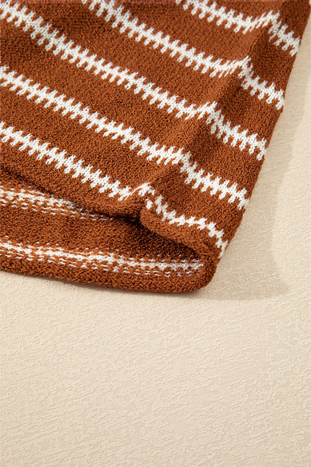 Green Stripe Drop Shoulder Casual Sweater