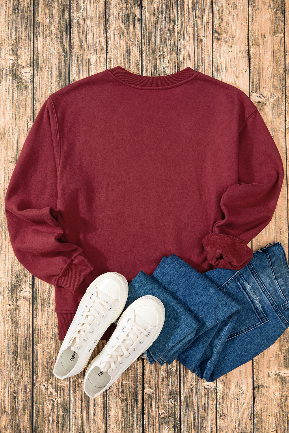 Dark Green Solid Fleece Lined Drop Shoulder Terry Sweatshirt