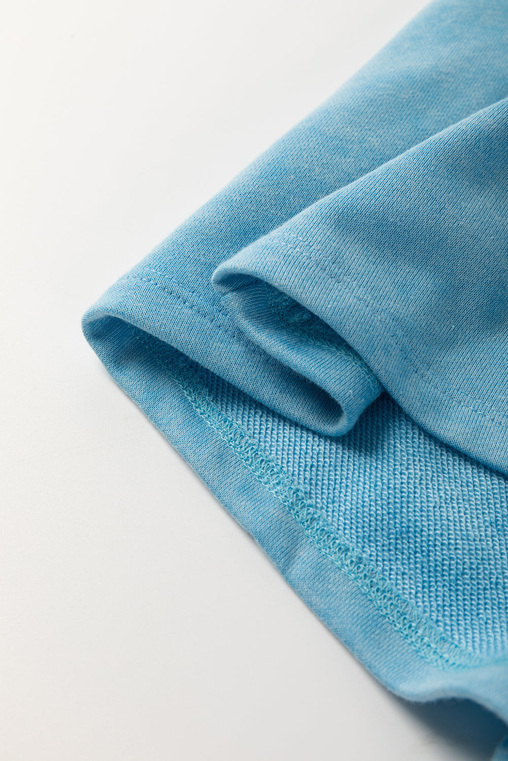 Mist Blue Mineral Wash Drawstring Waist Hollow Out Back Short Sleeve Romper