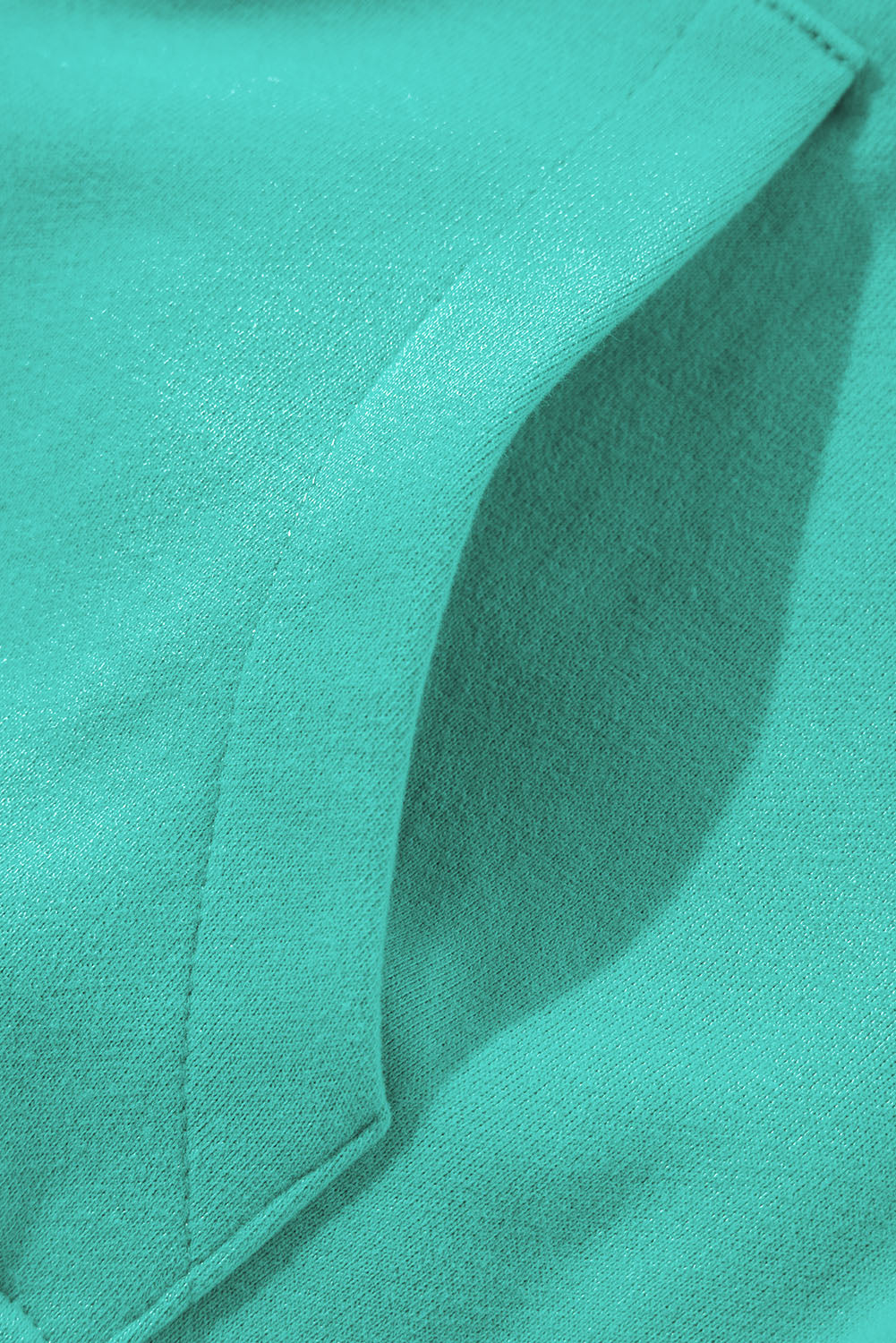 Sea Green Fleece Lined Zip Up Stand Collar Thumbhole Sleeve Sweatshirt