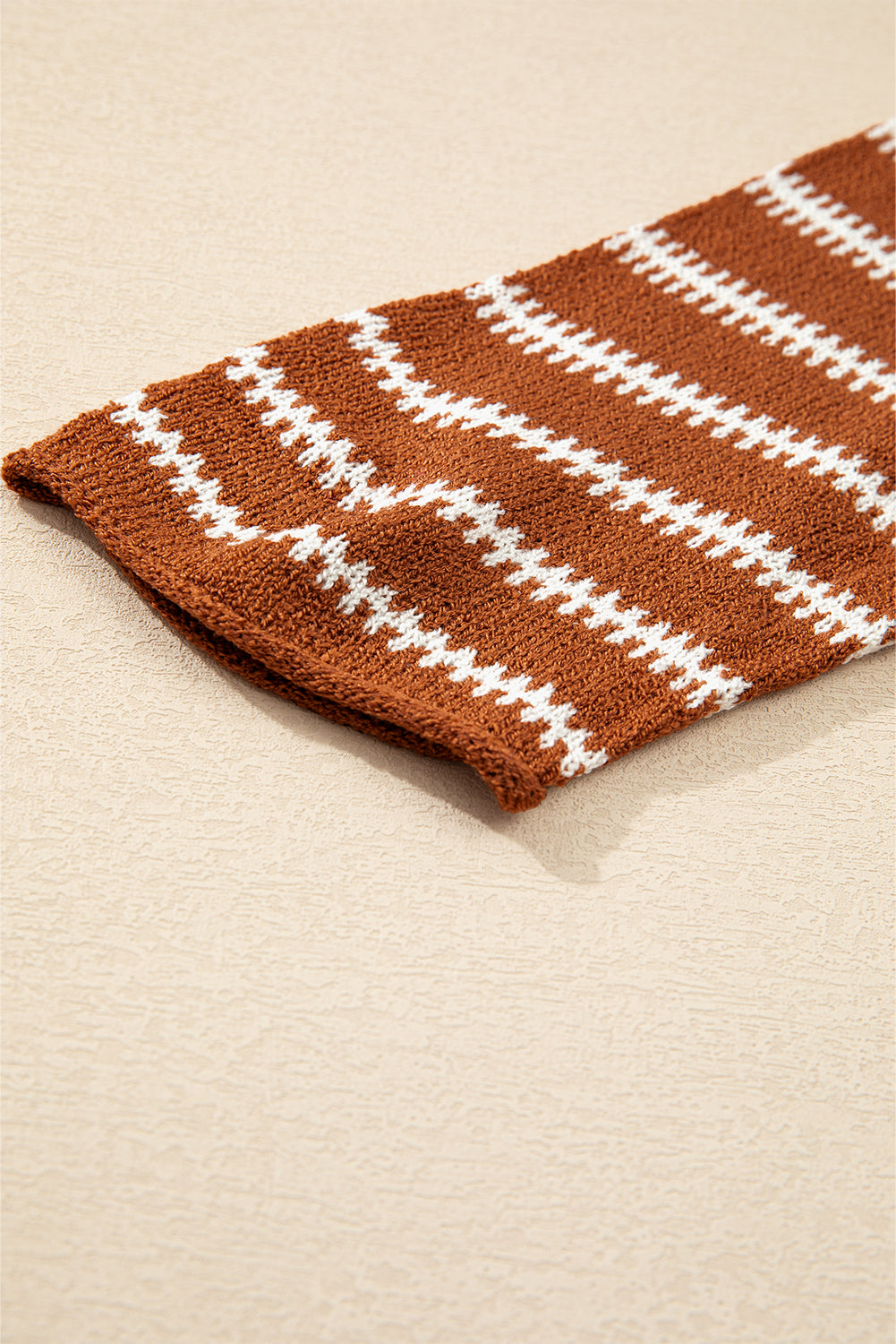 Green Stripe Drop Shoulder Casual Sweater