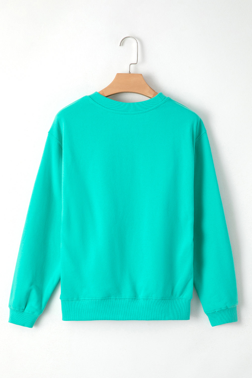 Dark Green Solid Fleece Lined Drop Shoulder Terry Sweatshirt