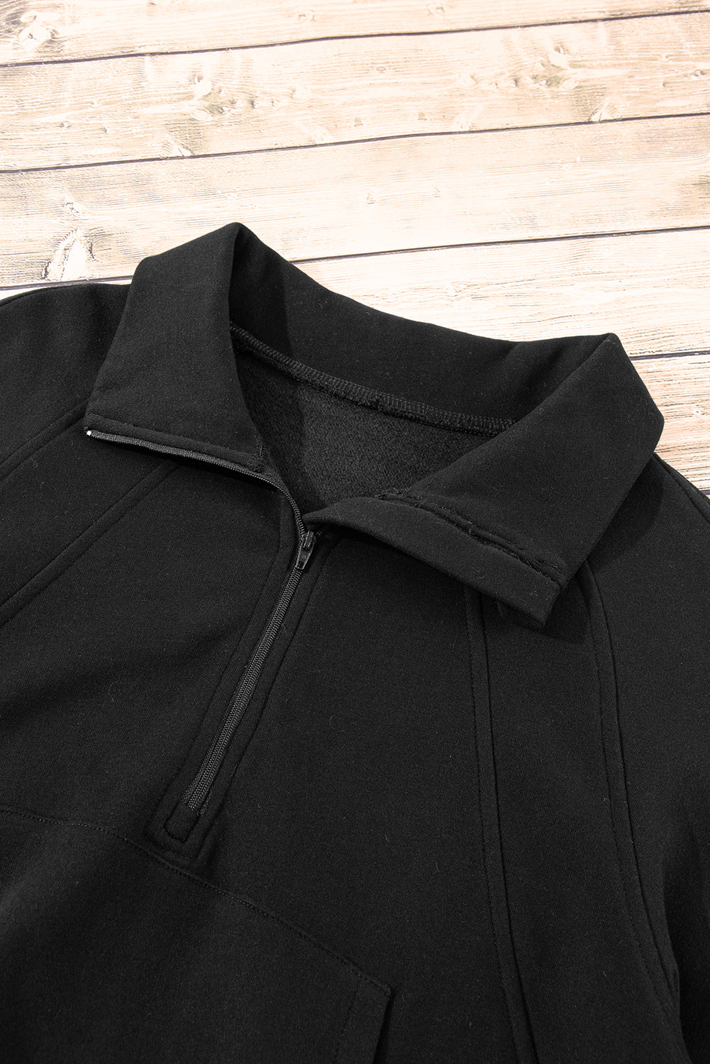 Sea Green Fleece Lined Zip Up Stand Collar Thumbhole Sleeve Sweatshirt