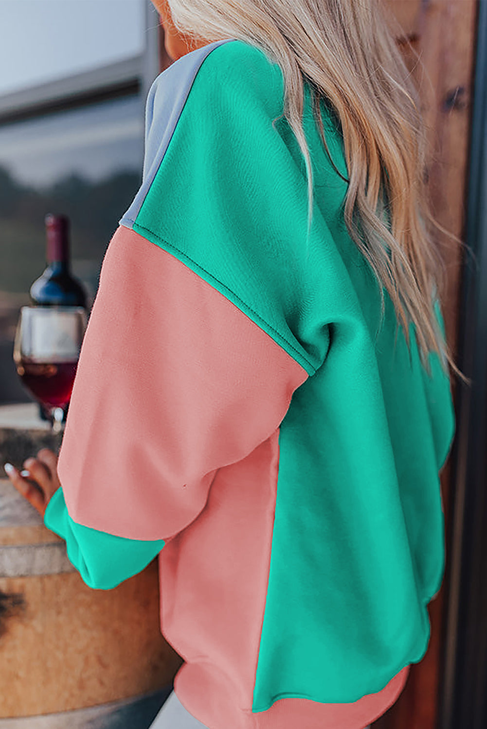 Meadow Mauve Colorblock Patchwork Drop Shoulder Sweatshirt