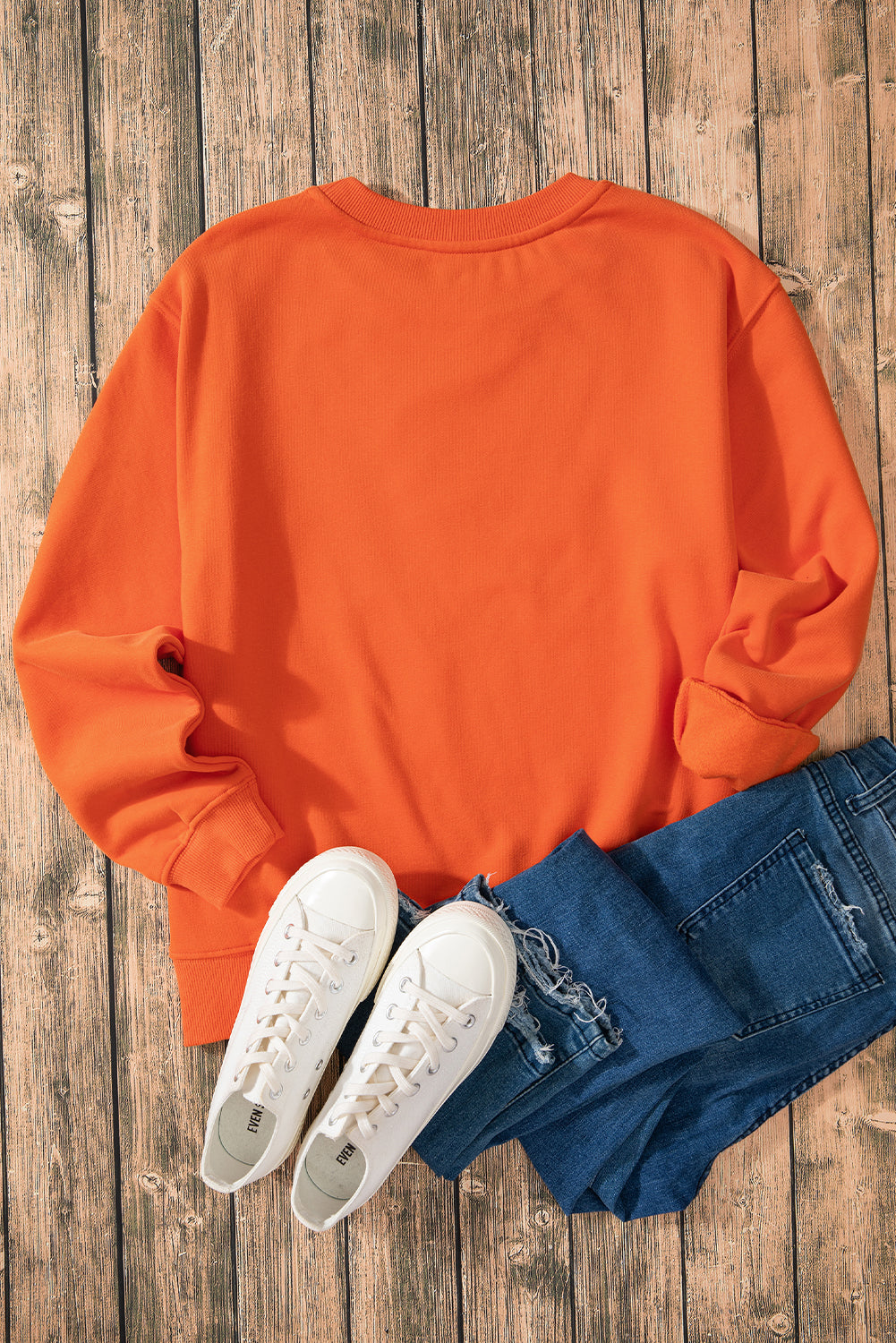Dark Green Solid Fleece Lined Drop Shoulder Terry Sweatshirt