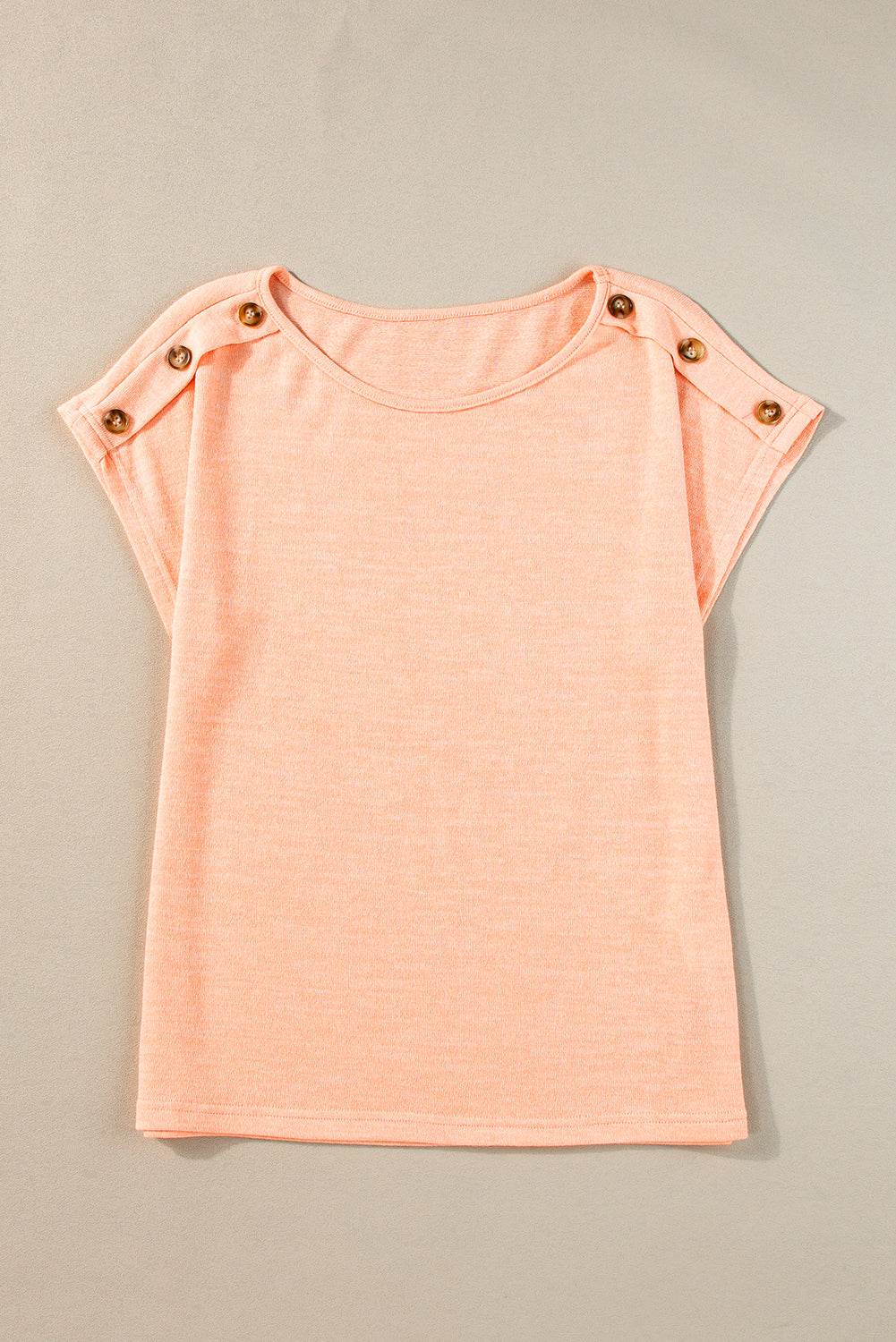 Smoke Gray Button Detail Batwing Sleeve Casual Tee