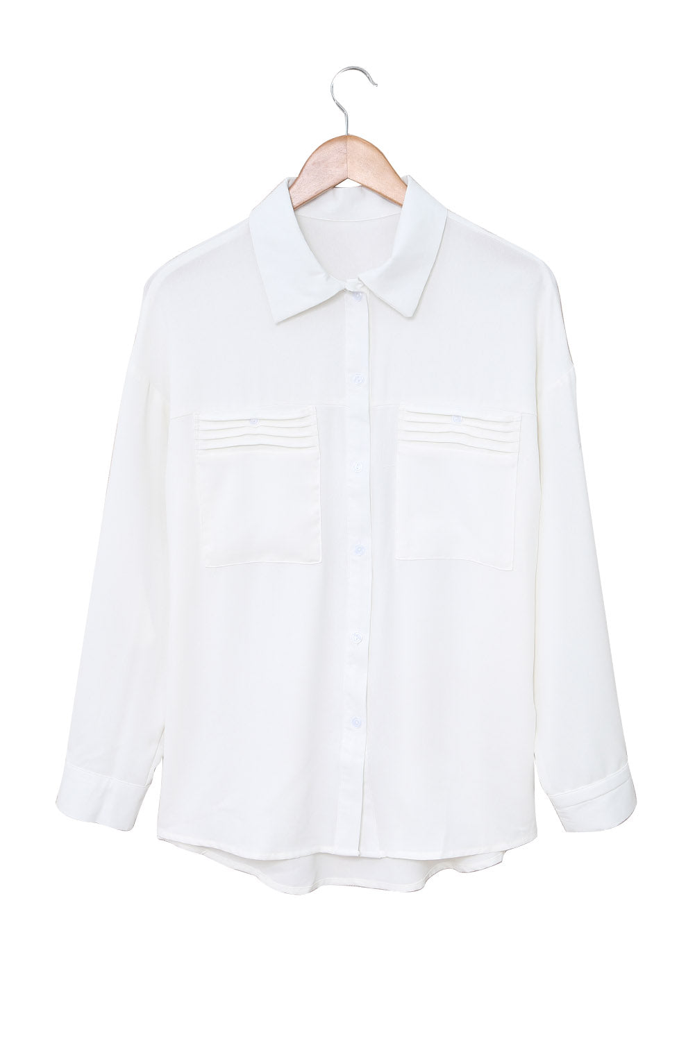 Purple Solid Pocket Long Sleeve Button-up Shirt