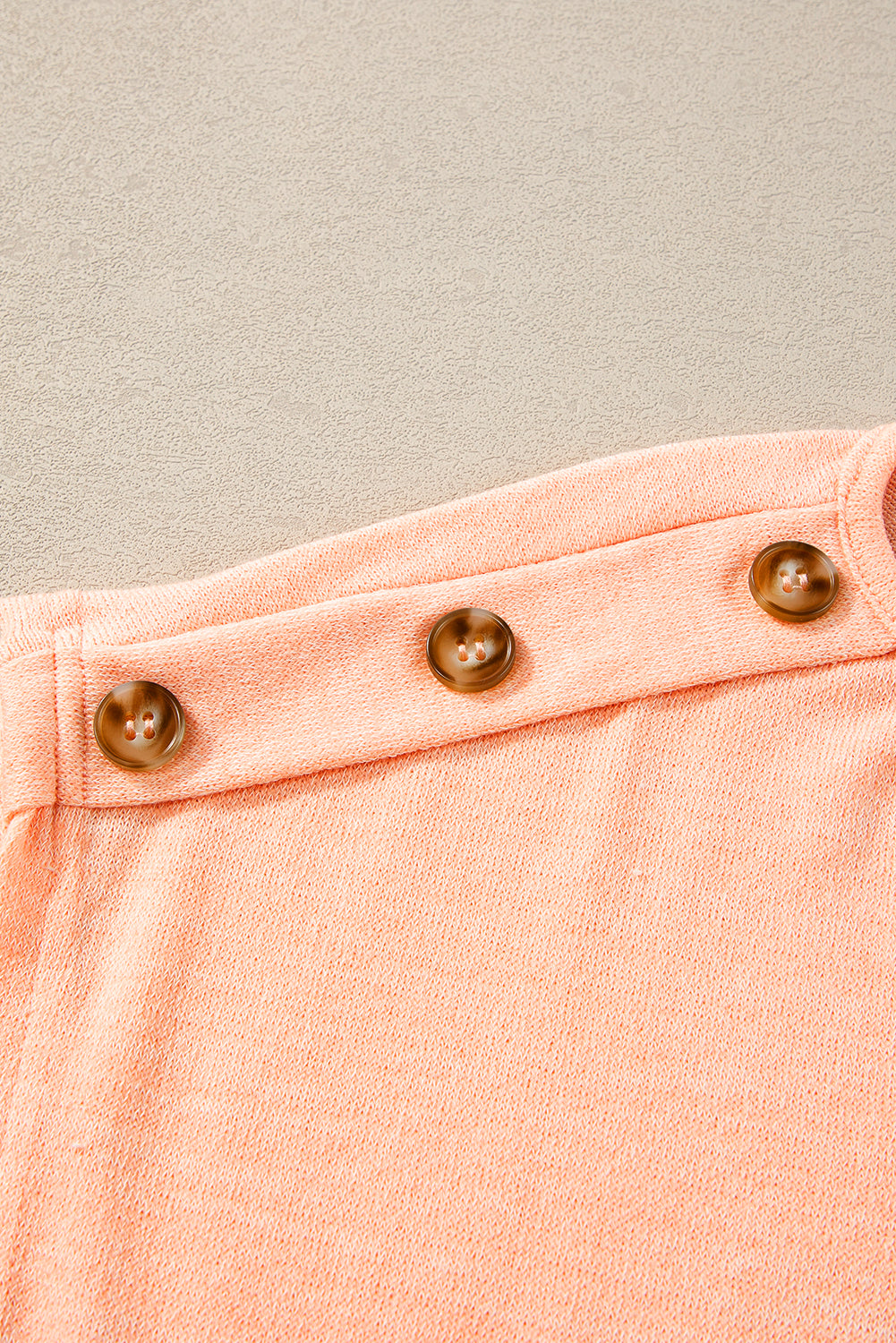 Smoke Gray Button Detail Batwing Sleeve Casual Tee