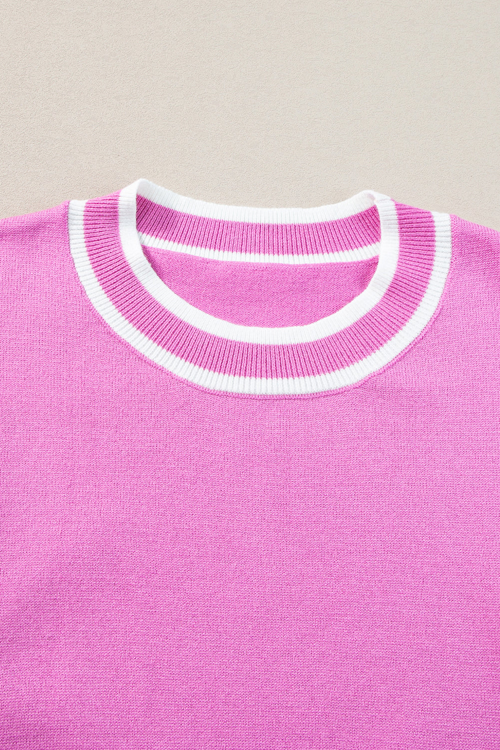 Black Edge Piping Ruffled Sleeve Round Neck Knit T Shirt