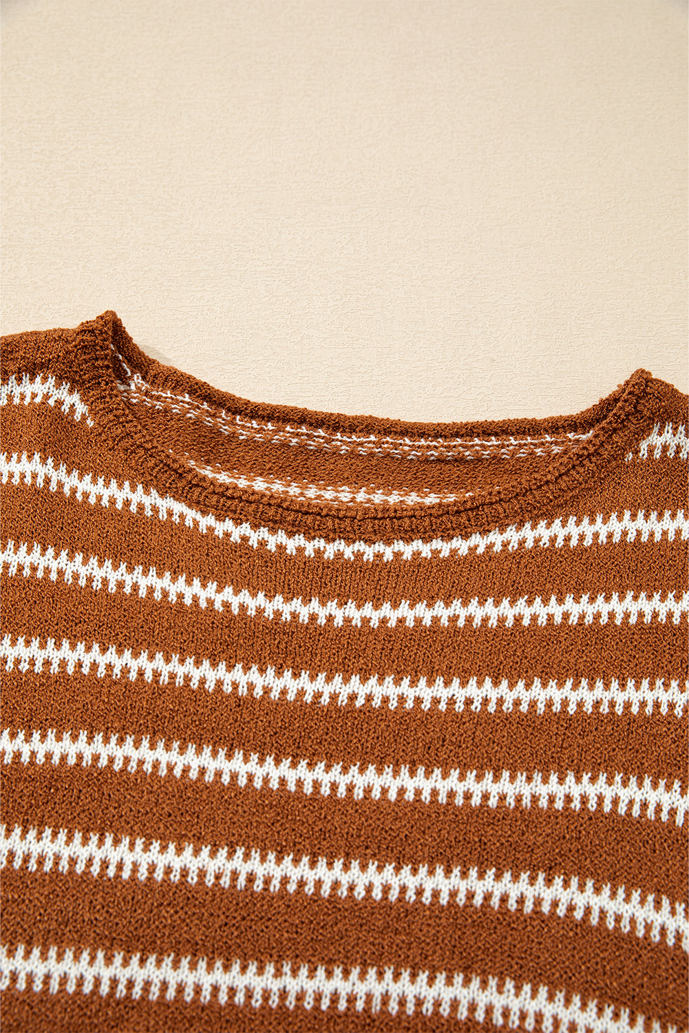 Green Stripe Drop Shoulder Casual Sweater