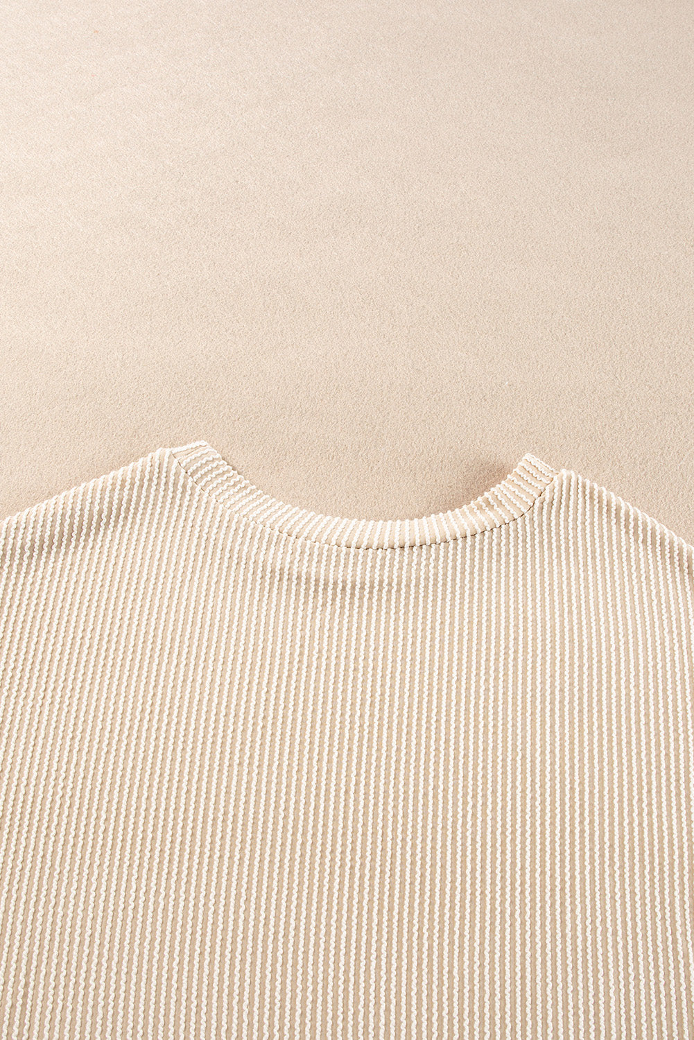 Chestnut Corded Knit Long Sleeve Top and High Waist Shorts Set