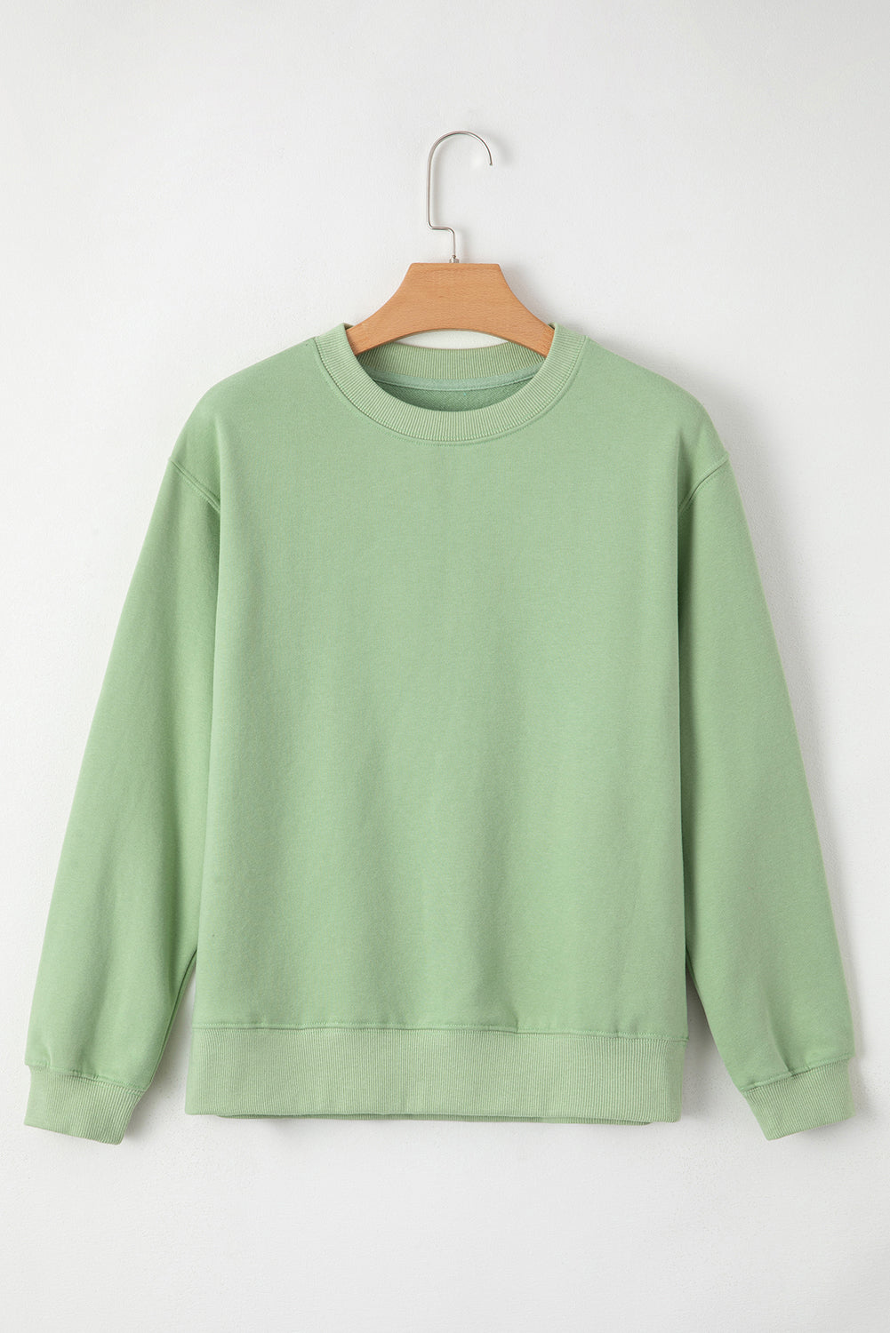 Dark Green Solid Fleece Lined Drop Shoulder Terry Sweatshirt