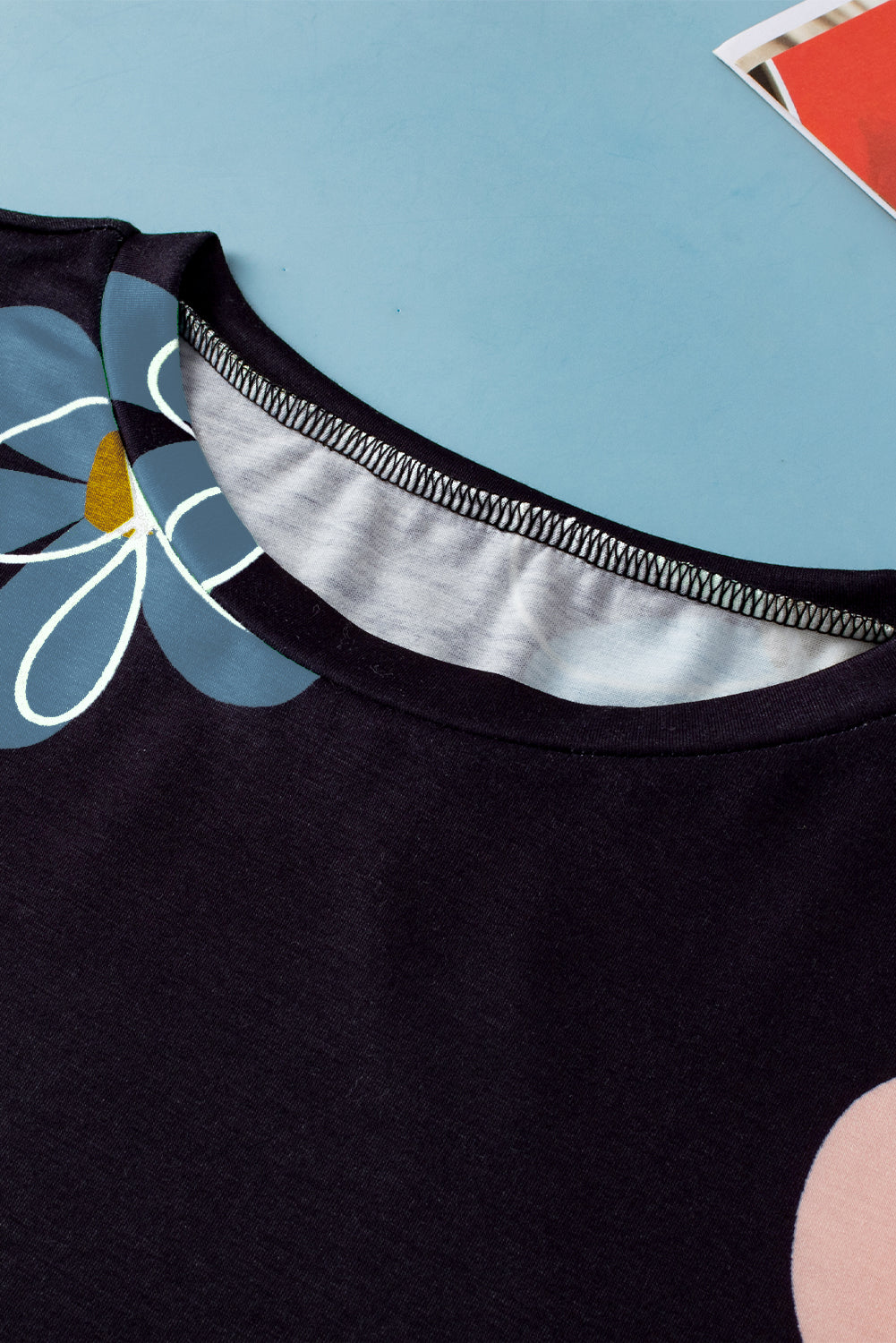 Beige Summer Flower Print Casual Round Neck T Shirt