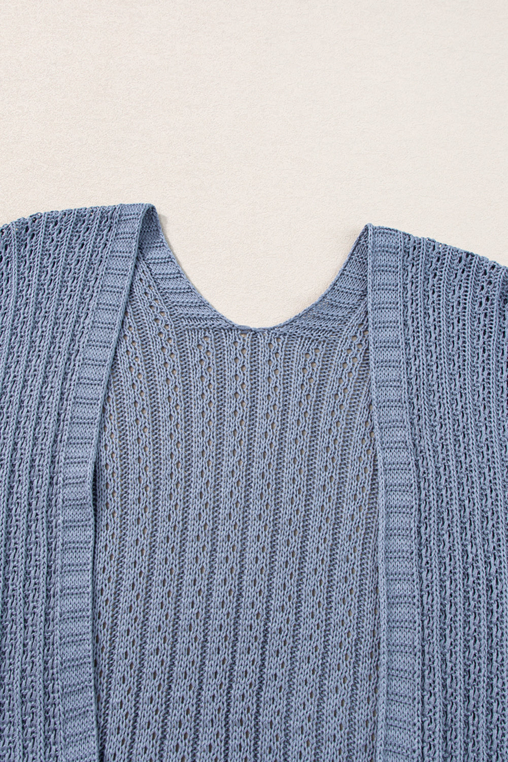 Khaki Hollow-out Bracelet Sleeve Knit Cardigan