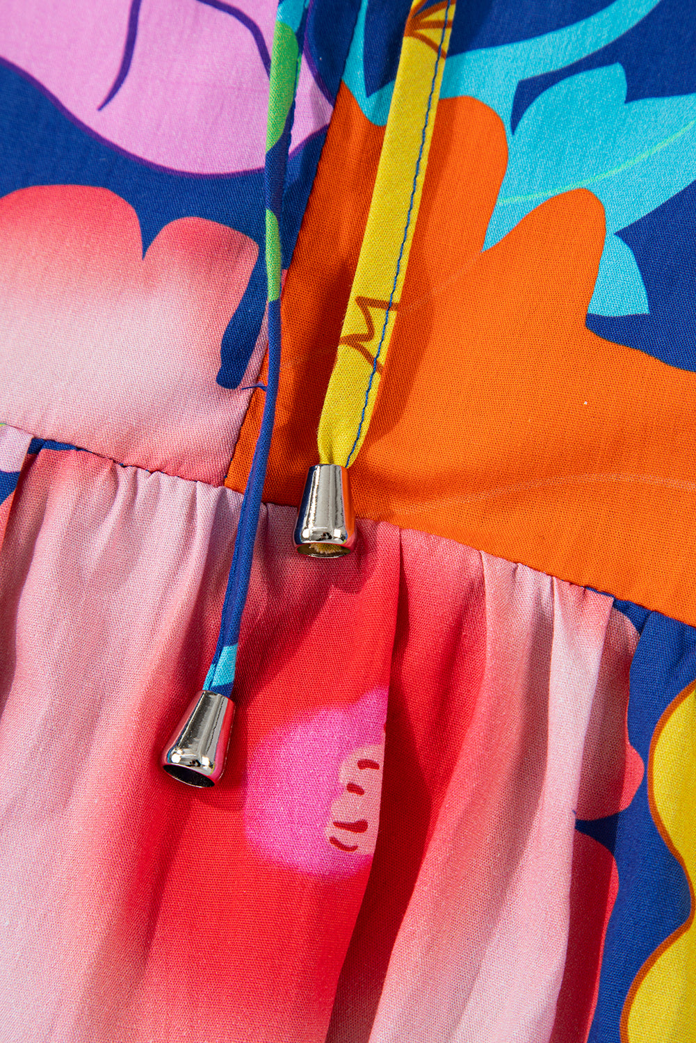 Rose Floral Print Split Neck Babydoll Dress