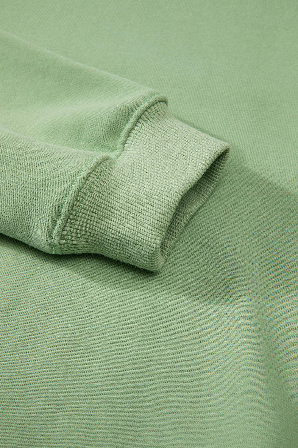 Dark Green Solid Fleece Lined Drop Shoulder Terry Sweatshirt