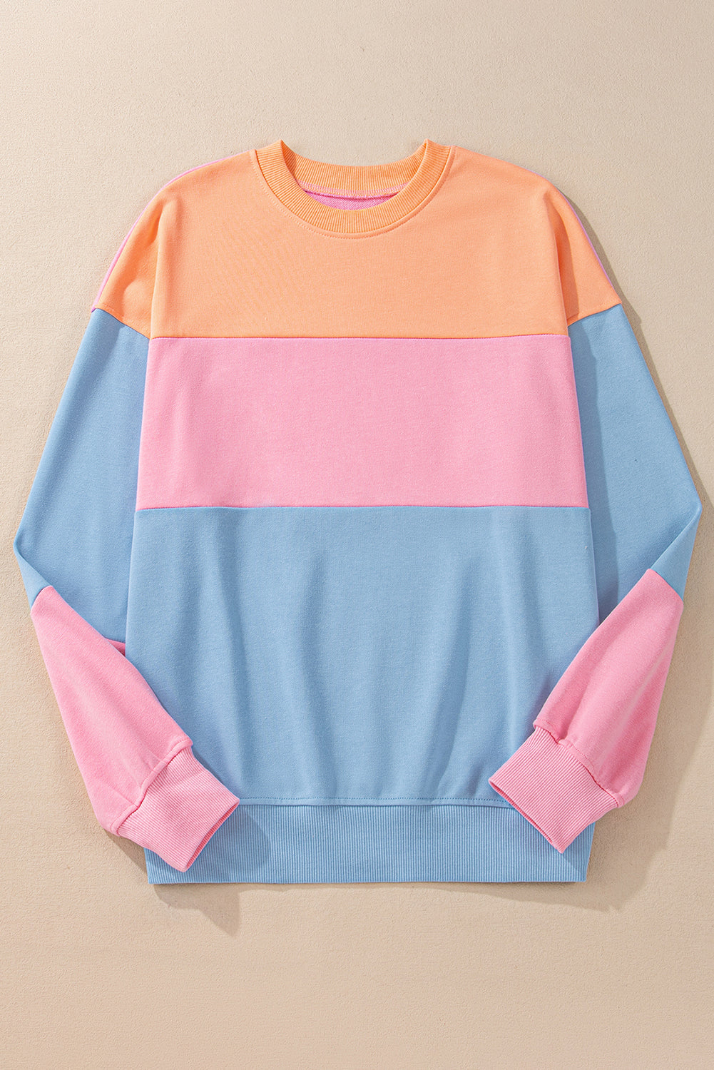 Meadow Mauve Colorblock Patchwork Drop Shoulder Sweatshirt