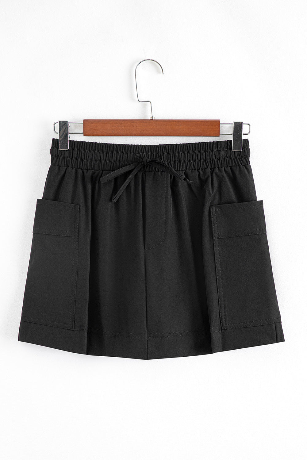 Black Cargo Pocket Elastic Waist Active Casual Skort