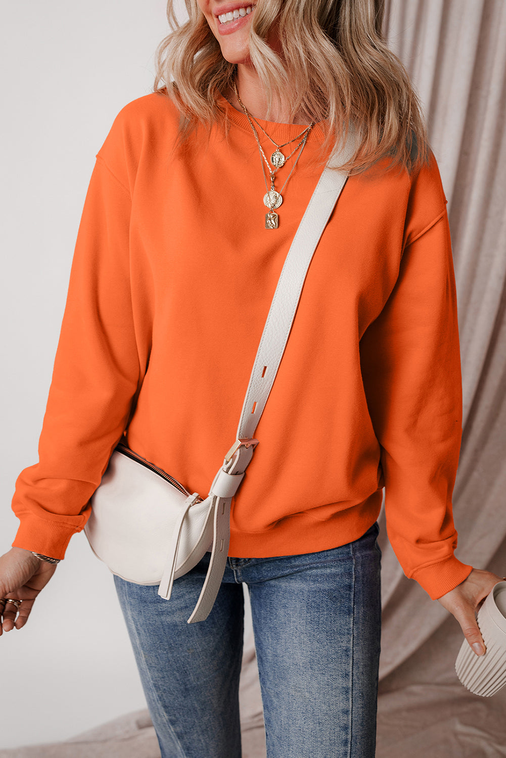 Dark Green Solid Fleece Lined Drop Shoulder Terry Sweatshirt