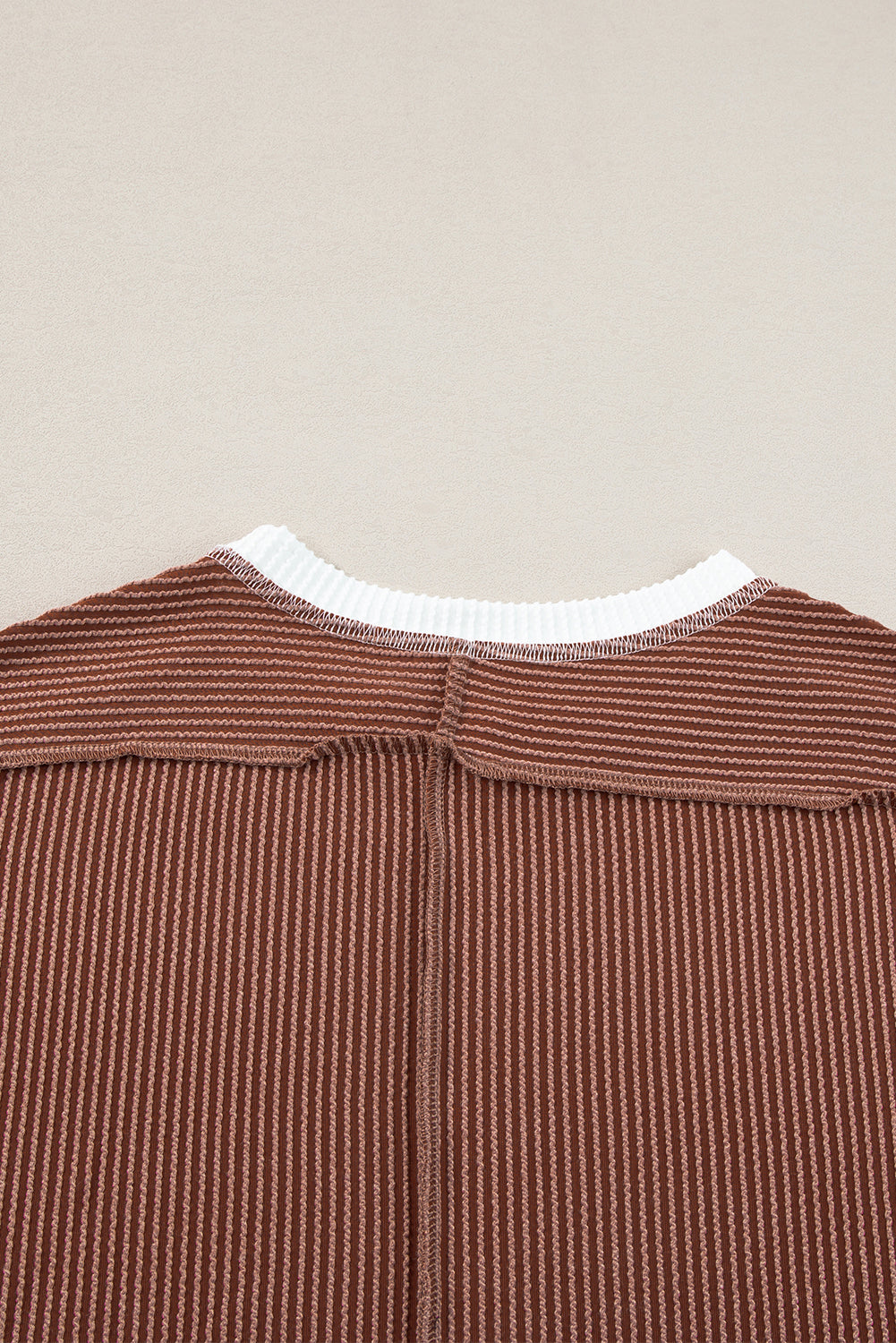 Grass Green Textured Contrast Trim Round Neck T Shirt