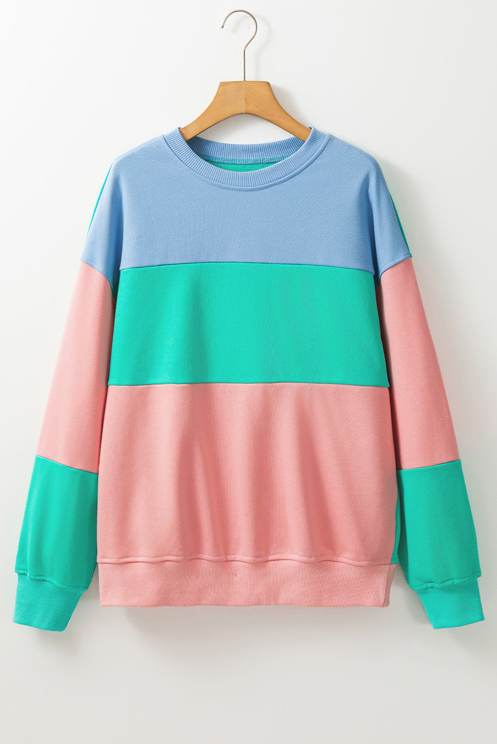 Meadow Mauve Colorblock Patchwork Drop Shoulder Sweatshirt