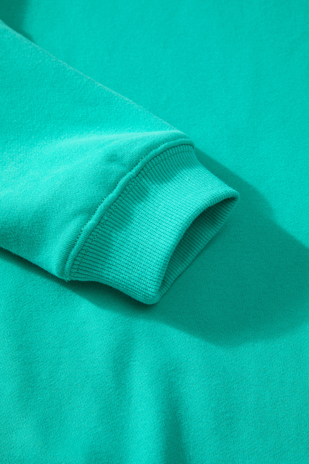 Dark Green Solid Fleece Lined Drop Shoulder Terry Sweatshirt