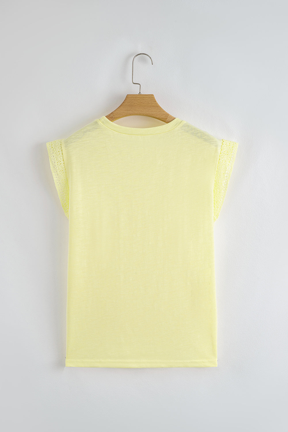 White Lace Patchwork Cap Sleeve Round Neck T Shirt