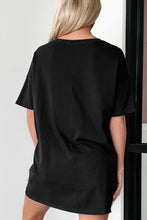 Load image into Gallery viewer, Black Solid Color Round Neck Basic Tunic T Shirt
