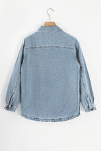 Load image into Gallery viewer, Dusk Blue Slit Buttons Pocketed Denim Jacket
