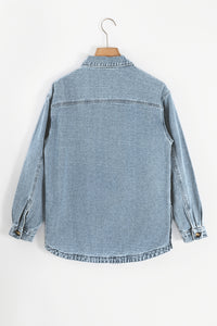 Dusk Blue Slit Buttons Pocketed Denim Jacket