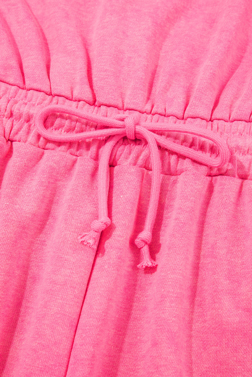 Mist Blue Mineral Wash Drawstring Waist Hollow Out Back Short Sleeve Romper