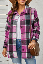 Load image into Gallery viewer, Red Plaid Print Buttoned Shirt Jacket
