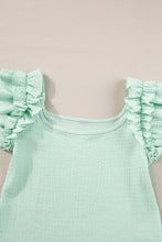 Load image into Gallery viewer, Clearly Aqua Ruffle Strap Crinkle Textured Tank Top
