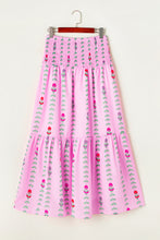 Load image into Gallery viewer, Pink Printed Smocked Tiered Maxi Skirt
