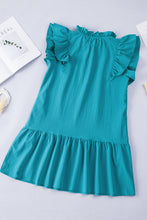 Load image into Gallery viewer, Green Tiered Ruffled Sleeves Mini Dress with Pockets
