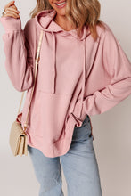 Load image into Gallery viewer, Light Pink Waffle Knit Fleece Lined High Low Oversized Hoodie
