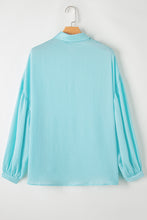 Load image into Gallery viewer, Iceland Blue Solid Puff Sleeve Loose Fit Buttoned Shirt
