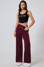 Load image into Gallery viewer, Burgundy Solid Drawstring Waist Wide Leg Pants
