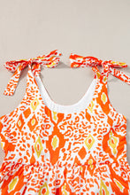 Load image into Gallery viewer, Orange Knotted Straps Leopard Colorblock Dress
